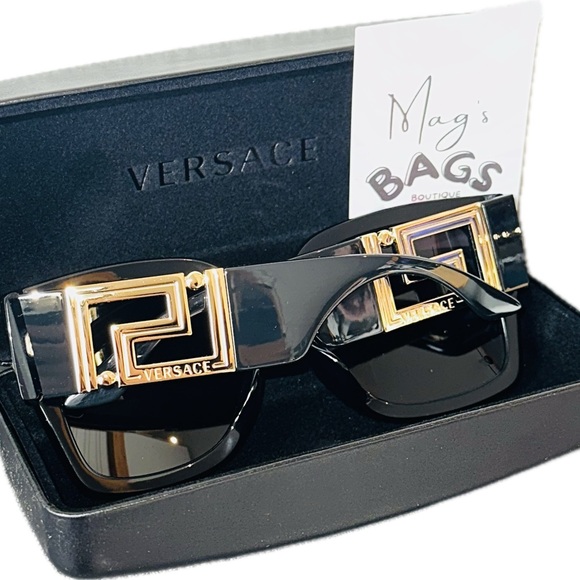 Versace Accessories - Versace: Greca Logo Oversized Gold Sunglasses